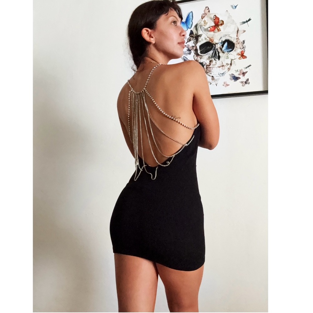 Zara Black Bodycon w/ Diamond Detail 🤍